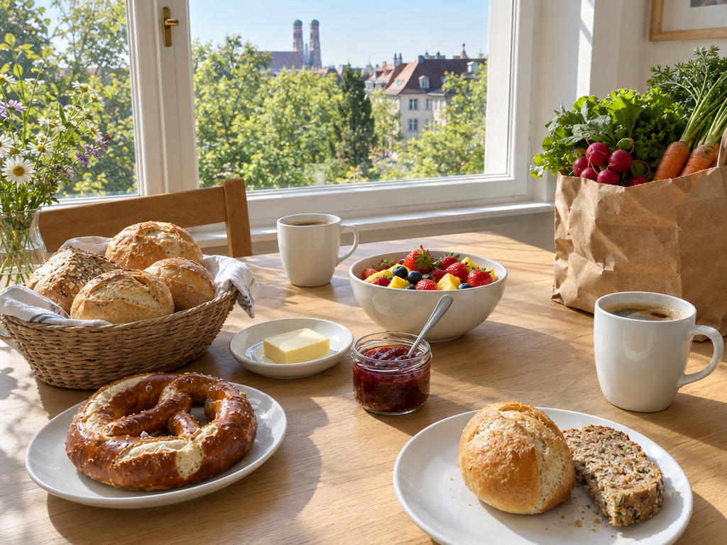 Selbst gemachtes Frühstück am Eichentisch: Boardinghouse München günstig durch Selbstversorgung