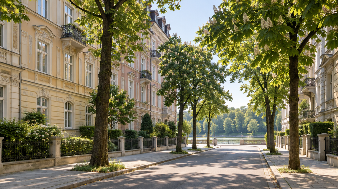 Altbaustraße im Lehel nahe der Isar – Lage des Boarding House München in der Ländstraße