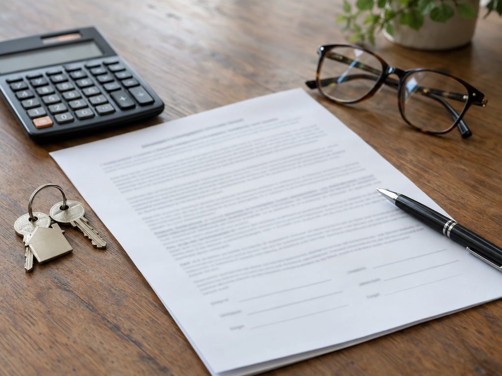 Rent cap in Munich: tenancy agreement, calculator and flat keys on a table