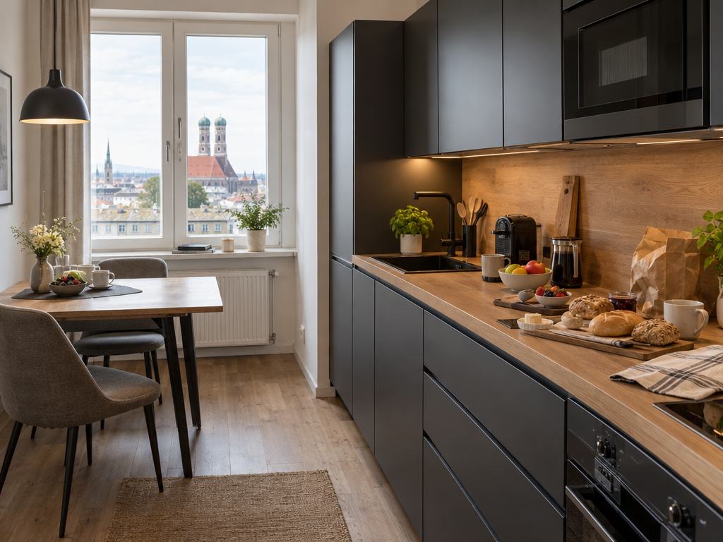 Günstige Unterkunft in München mit eigener Küche für das Frühstück